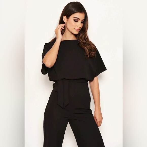 NWT ASOS - AX Paris tie waist jumpsuit - black - Picture 2 of 10
